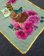 Thumbnail for NOZ2TOZ Women's Organza Digital print Hand Work Pista Saree With Blouse Piece - Distacart