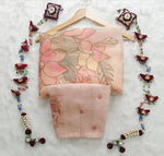 Thumbnail for NOZ2TOZ Women's Organza Digital print Hand Work Peach Saree With Blouse Piece - Distacart