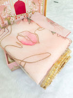 Thumbnail for NOZ2TOZ Women's Organza Digital print Hand Work Peach Saree With Blouse Piece - Distacart