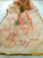 Thumbnail for NOZ2TOZ Women's Organza Digital print Hand Work Peach Saree With Blouse Piece - Distacart