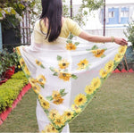 Thumbnail for NOZ2TOZ Women's Organza Silk Digital print Aari Work White Saree With Blouse Piece - Distacart
