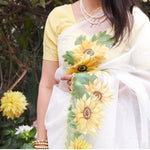 Thumbnail for NOZ2TOZ Women's Organza Silk Digital print Aari Work White Saree With Blouse Piece - Distacart