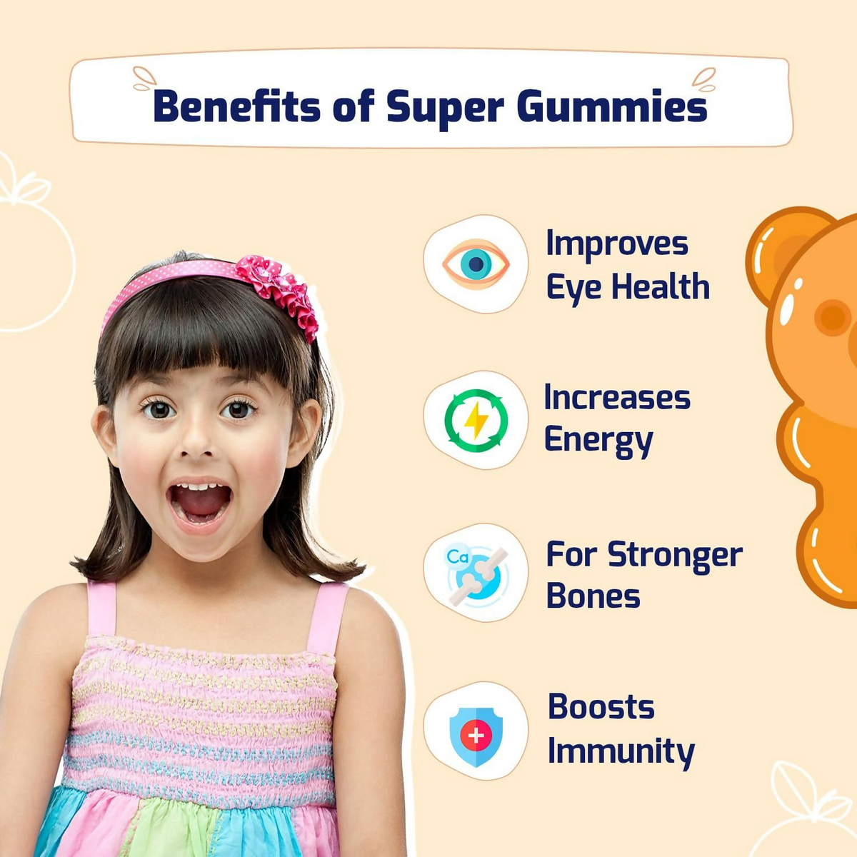 Gritzo Super Gummies, Multivitamin for Kids (Natural Orange Flavour) - Distacart
