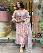 Thumbnail for Malishka Women's Peach Viscose Rayon Printed Straight Kurta Pant With Dupatta - Distacart