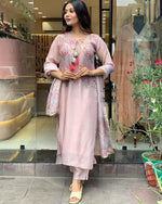 Thumbnail for Malishka Women's Peach Viscose Rayon Printed Straight Kurta Pant With Dupatta - Distacart