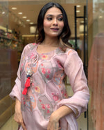 Thumbnail for Malishka Women's Peach Viscose Rayon Printed Straight Kurta Pant With Dupatta - Distacart
