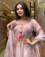 Thumbnail for Malishka Women's Peach Viscose Rayon Printed Straight Kurta Pant With Dupatta - Distacart