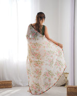 Thumbnail for Malishka Printed Georgette Multi Saree With Unstitched Blouse Piece - Distacart