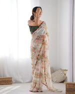 Thumbnail for Malishka Printed Georgette Multi Saree With Unstitched Blouse Piece - Distacart