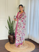 Thumbnail for Malishka Women's Pink Chanderi Silk Embroidered Straight Kurta Pant With Dupatta