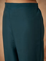 Thumbnail for Malishka Women's Petrol Blue Viscose Chanderi Embroidered Straight Kurta Pant With Dupatta - Distacart