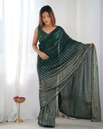 Thumbnail for NOZ2TOZ Sequence Georgette Green Saree With Unstitched Blouse Piece - Distacart