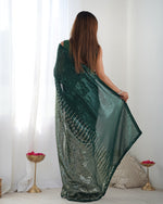 Thumbnail for NOZ2TOZ Sequence Georgette Green Saree With Unstitched Blouse Piece - Distacart