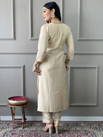 Thumbnail for Malishka Women's Chiku Viscose Chanderi Embroidered Straight Kurta Pant With Dupatta - Distacart