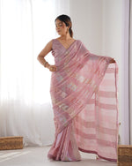 Thumbnail for NOZ2TOZ Sequence Georgette Onion Saree With Unstitched Blouse Piece - Distacart