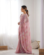 Thumbnail for NOZ2TOZ Sequence Georgette Onion Saree With Unstitched Blouse Piece - Distacart