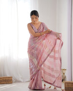 Thumbnail for NOZ2TOZ Sequence Georgette Onion Saree With Unstitched Blouse Piece - Distacart