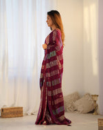Thumbnail for NOZ2TOZ Sequence Georgette Red Saree With Unstitched Blouse Piece - Distacart
