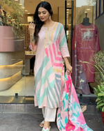 Thumbnail for Malishka Women's Pink Rayon Embroidered Straight Kurta Pant With Dupatta - Distacart