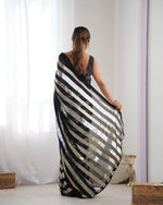 Thumbnail for NOZ2TOZ Sequence Georgette Black Saree With Unstitched Blouse Piece - Distacart