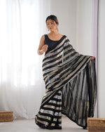 Thumbnail for NOZ2TOZ Sequence Georgette Black Saree With Unstitched Blouse Piece - Distacart
