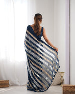 Thumbnail for NOZ2TOZ Sequence Georgette Petrol Saree With Unstitched Blouse Piece - Distacart