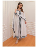 Thumbnail for Malishka Women's White Viscose Gadhval Embroidered Anarkali Kurta Pant With Dupatta - Distacart