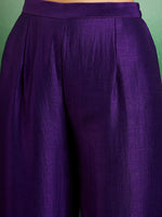 Thumbnail for Malishka Women's Purple Chanderi Embroidered Straight Kurta Pant With Dupatta - Distacart