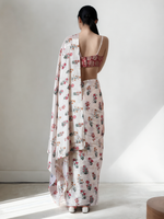 Thumbnail for Avantini Chinon Digital Print Ready To Wear Saree With Blouse Piece - White