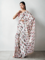 Thumbnail for Avantini Chinon Digital Print Ready To Wear Saree With Blouse Piece - White
