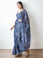 Thumbnail for Avantini Chinon Digital Print Ready To Wear Saree With Blouse Piece - Blue