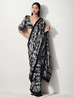 Thumbnail for Avantini Chinon Digital Print Ready To Wear Saree With Blouse Piece - Black