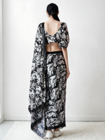 Thumbnail for Avantini Chinon Digital Print Ready To Wear Saree With Blouse Piece - Black
