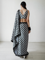 Thumbnail for Avantini Chinon Digital Print Ready To Wear Saree With Blouse Piece - Grey