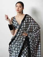Thumbnail for Avantini Chinon Digital Print Ready To Wear Saree With Blouse Piece - Grey