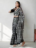 Thumbnail for Avantini Chinon Digital Print Ready To Wear Saree With Blouse Piece - Black