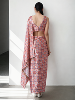 Thumbnail for Avantini Chinon Digital Print Ready To Wear Saree With Blouse Piece - Pink