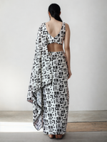 Thumbnail for Avantini Chinon Digital Print Ready To Wear Saree With Blouse Piece - White
