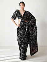Thumbnail for Avantini Chinon Digital Print Ready To Wear Saree With Blouse Piece - Black