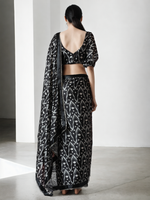 Thumbnail for Avantini Chinon Digital Print Ready To Wear Saree With Blouse Piece - Black