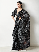 Thumbnail for Avantini Chinon Digital Print Ready To Wear Saree With Blouse Piece - Black