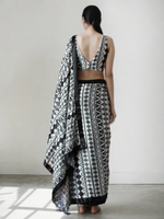 Thumbnail for Avantini Chinon Digital Print Ready To Wear Saree With Blouse Piece - Black