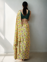 Thumbnail for Avantini Chinon Digital Print Ready To Wear Saree With Blouse Piece - Yellow