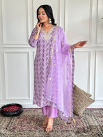 Thumbnail for Malishka Women's Baby Pink Crepe Embroidered Straight Kurta Pant With Dupatta - Distacart