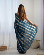 Thumbnail for NOZ2TOZ Sequence Georgette Petrol Saree With Unstitched Blouse Piece - Distacart