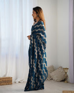 Thumbnail for NOZ2TOZ Sequence Georgette Petrol Saree With Unstitched Blouse Piece - Distacart