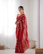 Thumbnail for NOZ2TOZ Sequence Georgette Red Saree With Unstitched Blouse Piece - Distacart