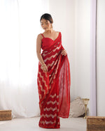 Thumbnail for NOZ2TOZ Sequence Georgette Red Saree With Unstitched Blouse Piece - Distacart