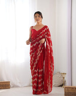 Thumbnail for NOZ2TOZ Sequence Georgette Red Saree With Unstitched Blouse Piece - Distacart