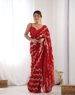 Thumbnail for NOZ2TOZ Sequence Georgette Red Saree With Unstitched Blouse Piece - Distacart